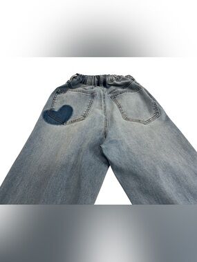 Light Wash Denim Jeans with Heart